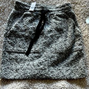Lou & Grey for LOFT Black & White Marbled Drawstring Knit Mini Skirt Size XS NWT